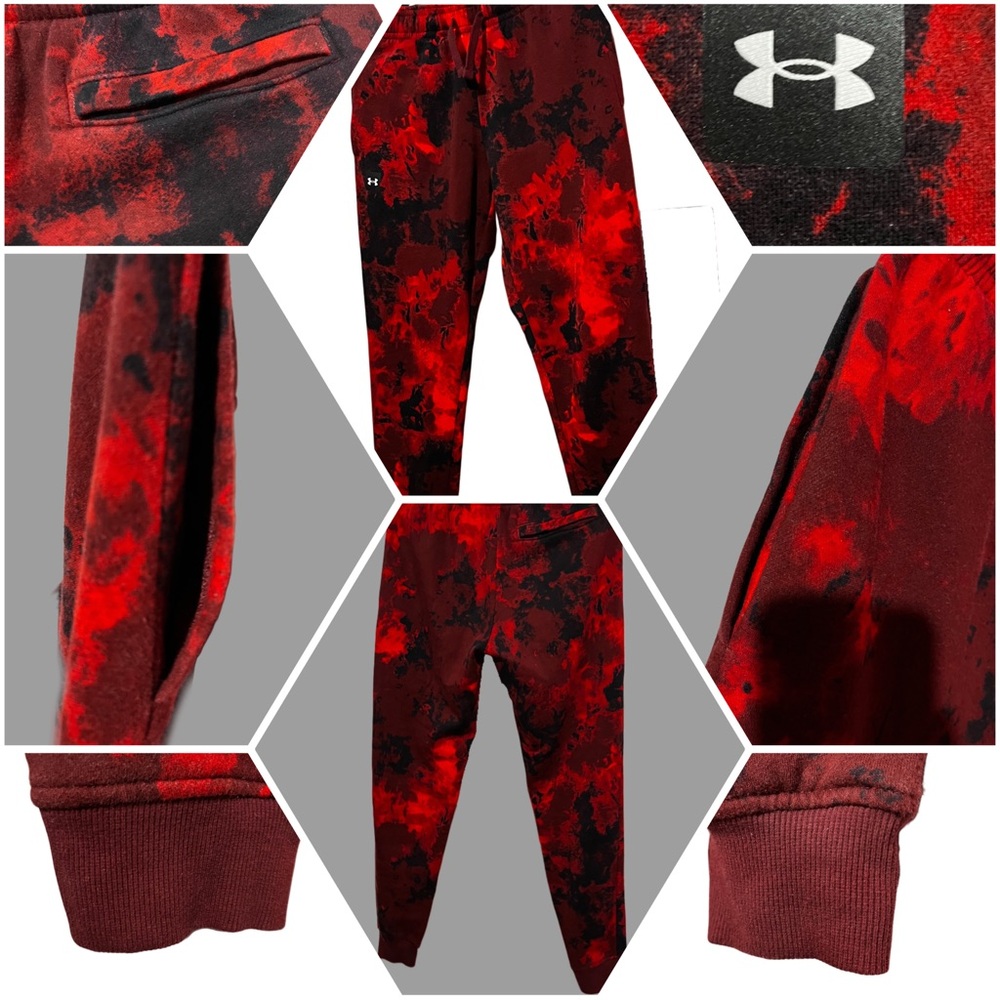 Under Armour Men’s Joggers - Red & Black Abstract Print - M